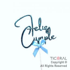 CAKE TOPPER FELIZ CUMPLE CELESTE X 1